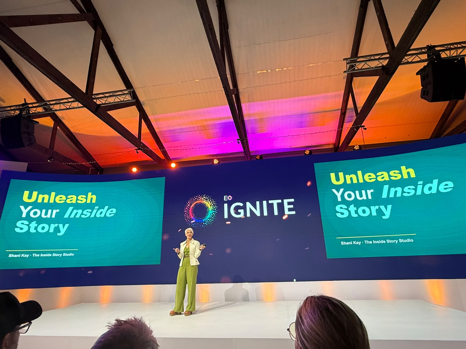 Shani Kay delivering a keynote on the EO Ignite stage